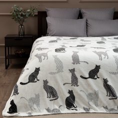 Плед 1.5-сп, 150х200 см, фланель, 100%пэ, Texrepublic, Коты, 26226