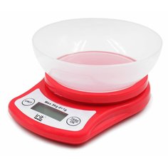 Весы кухонные электронные, Irit, IR-7116, чаша, точность 1 г, до 5 кг, малиновые