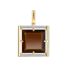 Подвеска SOKOLOV из золочёного серебра с минеральным стеклом и фианитами