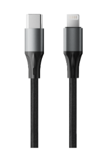 Кабель интерфейсный AccesStyle CL30-F100M Black Type C - Lighting, Сила тока: 3А; Длина: 100 см; Оплётка: Ткань; Металлический коннектор