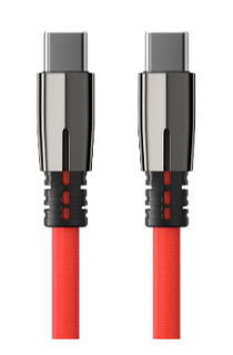 Кабель интерфейсный AccesStyle CC50-F100LED Red Type C - Type C, Сила тока: 5А; Длина: 100 см; Оплётка: Ткань; LED подсветка на коннекторе