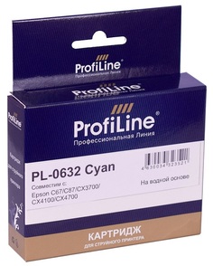 Картридж ProfiLine PL_T0632_C струйный для принтеров Epson C67/C87/CX3700/CX4100/CX4700 с чернилами на водной основе Cyan 8 мл