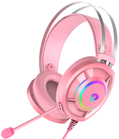 Гарнитура Dareu EH469 Pink игровая розовая, пара кошачьих ушек в комплекте, подсветка RGB, подключение USB, длина кабеля 2.4м