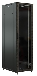 Шкаф напольный 19", 42U WRLine WR-TT-4261-AS-RAL9004 2055х600х1000 мм, передняя стеклянная дверь со стальными перфорированными боковинами, задняя двер