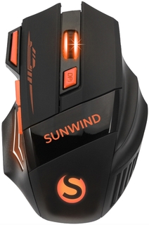 Мышь Wireless SUNWIND SW-M715GW 1422408 черная/оранжевая оптическая 1600dpi USB для ноутбука 7but