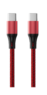 Кабель интерфейсный AccesStyle CC30-F100M Red-Back Type C - Type C, Сила тока: 3А; Длина: 100 см; Оплётка: Ткань; Металлический коннектор