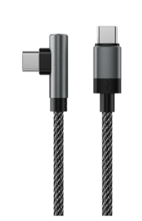Кабель интерфейсный AccesStyle CC30-F100MA Black-Gray Type C - Type C, Сила тока: 3А; Длина: 100 см; Оплётка: Ткань; УГЛОВОЙ - Металлический коннектор