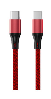 Кабель интерфейсный AccesStyle CC30-F200M Red Type C - Type C, Сила тока: 3А; Длина: 200 см; Оплётка: Ткань; Металлический коннектор