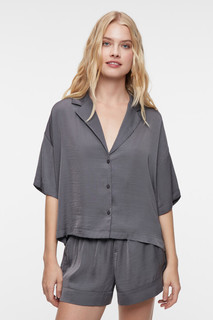 Блузка-рубашка oversize домашняя с короткими рукавами Befree