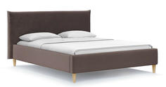 Кровать интерьерная Микаса велюр Velutto 36 Шоколадный/Velutto 09 Светло-серый 160*200 Bravo