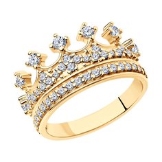 Серебряное позолоченное кольцо в форме короны SOKOLOV