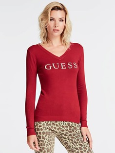 Джемпер С Логотипом Из Стразов Спереди Guess