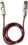 Дата-кабель 4 в 1 Pavareal PA-DC01, USB/Type-C - Lightning/Type-C, 100W/65W/PD20W, красный