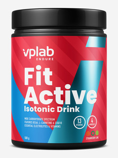 Изотоник VPLAB Endure FitActive Isotonic Drink, порошок для приготовления напитка, ВСАА аминокислоты, витамины, минералы, электролиты, L-карнитин 500 г, клубника, лайм, Красный