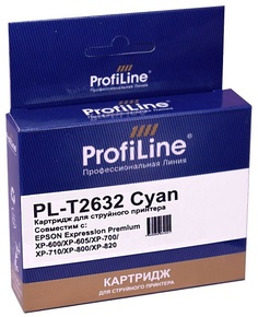 Картридж ProfiLine PL_T2632_C струйный для принтеров Epson Expression Premium XP600/XP605/XP700/XP710/XP800/XP820 с чернилами на водной основе Cyan 9,