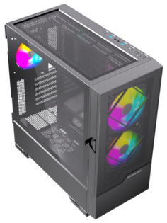 Корпус eATX Powercase Kratos CKR-A3 черный, без БП, боковая панель из закаленного стекал, USB Type-C, 2*USB 3.0, audio
