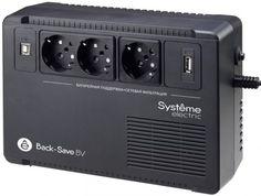 Источник бесперебойного питания Systeme Electric BVSE600RS Back-Save BV 600 ВА, автоматическая регулировка напряжения, 3 розетки Schuko, 230 В, 1 USB