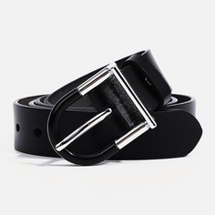 Ремень женский, ширина 2.7 см, винт, пряжка металл, цвет черный NO Brand
