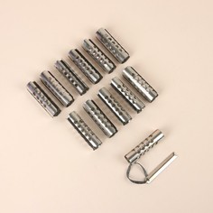 Бигуди металлические на резинке, с планкой, d = 2 см, 12 шт, цвет серебристый NO Brand