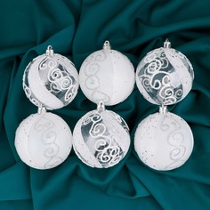 Набор шаров пластик d-8 см, 6 шт Зимнее волшебство