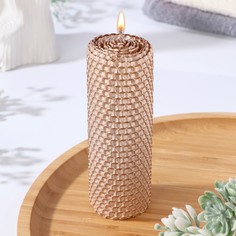 Свеча из вощина, 4,5х4,5х12,5 см, бронза металлик NO Brand