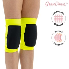Наколенники для гимнастики и танцев grace dance, с уплотнителем, р. l, цвет черный/лайм