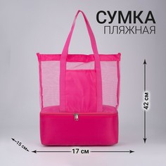 Сумка - шопер пляжная c термо-карманом , 42х37х15 см, розовый цвет Nazamok