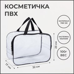 Косметичка на молнии, цвет прозрачный/черный NO Brand