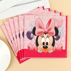 Салфетки бумажные, 33х33 см, 20 штук, 3-х слойные, минни маус Disney