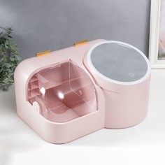 Шкатулка для косметики пластик, зеркало с подсветкой NO Brand