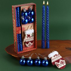 Свечи столовые новогодние витые с декором Зимнее волшебство