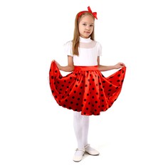 Карнавальная юбка для вечеринки красная в черный горох, повязка, рост 122-128 см Страна Карнавалия