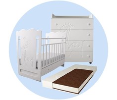 Детские кроватки Детская кроватка Forest kids Lovely Giraffe маятник поперечный с комодом и матрасом
