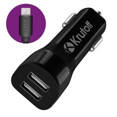 Автомобильное зарядное устройство Krutoff CCH-01M 2xUSB, 2.1A + кабель micro USB (black)