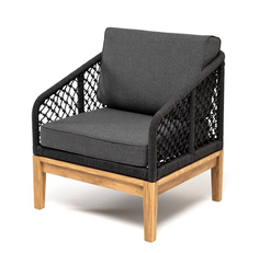 Кресло из роупа узелкового плетения Канны из дуба, темно-серое 4sis
