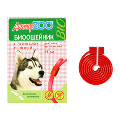 Биоошейник для собак ДОКТОР ZOO BIO против блох и клещей 65 см красный 1 шт
