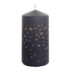 Свеча Bartek Зимние звезды, колонна, черная, 70 х 150 х 6