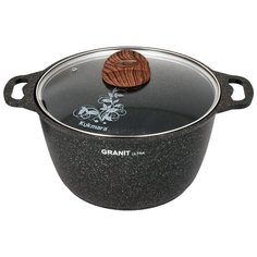 Кастрюля алюм, антиприг, 6 л, с крыш, крышка стекло, Kukmara, Granit ultra original, кго62а