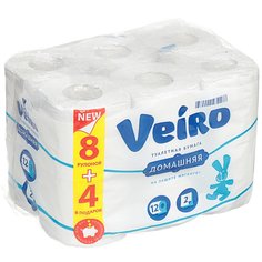 Туалетная бумага Veiro, Домашняя, 2 слоя, 12 шт, 15 м, с втулкой, белая