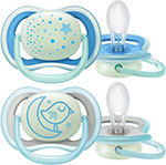 Соска-пустышка светящаяся Philips Avent ultra air night SCF376/21 с футляром для хранения и стерилизации, 2 шт, 6-18 мес