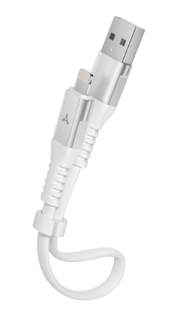 Кабель интерфейсный AccesStyle AL24-TF30 White USB - Lighting, Сила тока: 2,4А; Длина: 30 см; Оплётка: ТПУ, Плоский