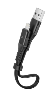 Кабель интерфейсный AccesStyle AL24-TF30 Black USB - Lighting, Сила тока: 2,4А; Длина: 30 см; Оплётка: ТПУ, Плоский