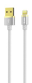 Кабель OLMIO DELUXE, USB 2.0 - lightning, 1м, 2.1A, белый