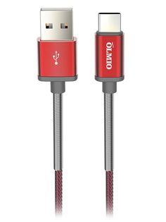 Кабель OLMIO HD, USB 2.0 - USB Type-C, 1.2м, 2.1A, красный