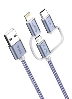 Кабель OLMIO USB 2.0 - 3-в-1, microUSB/lightning/typeC, 1.2м, 2.1A