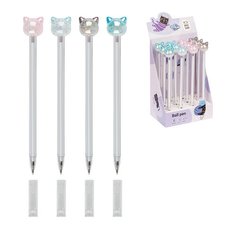 Ручка шариковая Meshu Crystal Kitten, синяя, 0,7 мм, с топпером MS_02934, в ассортименте