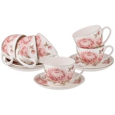 Чайная пара фарфор, 12 предметов, на 6 персон, 330 мл, Lefard, Астра, 415-2161, подарочная упаковка
