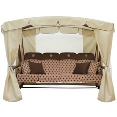 Качели садовые 4х-местные, 264х143х193 см, 380 кг, Arno, Монарх, раскладываются в кровать, с москитной сеткой, бежевый, коричневые, соты, 2017-КД-51