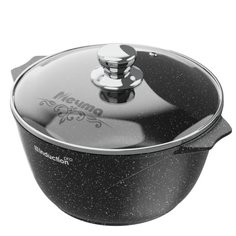 Кастрюля алюминий, антипригарное покрытие, 5 л, с крышкой, крышка стекло, Мечта, Гранит black Induction Pro, 45802И, индукция