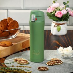 Термос нержавеющая сталь, 0.45 л, Daniks, Verde, колба нержавеющая сталь, зеленый, SL-047-5615C-soft